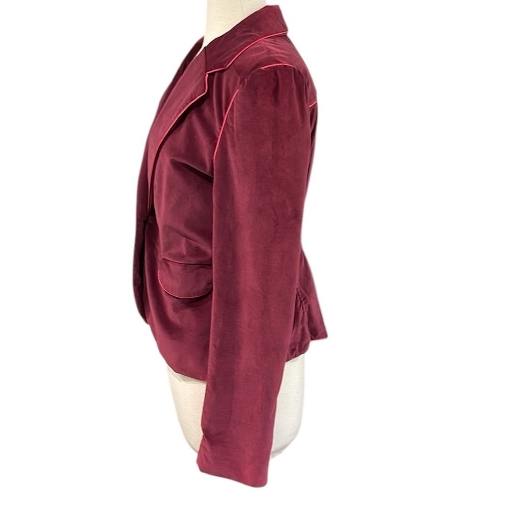 Penguin Velvet Blazer Contrast Piping and Lining SZ 6 Cranberry Red Pink - Picture 3 of 7